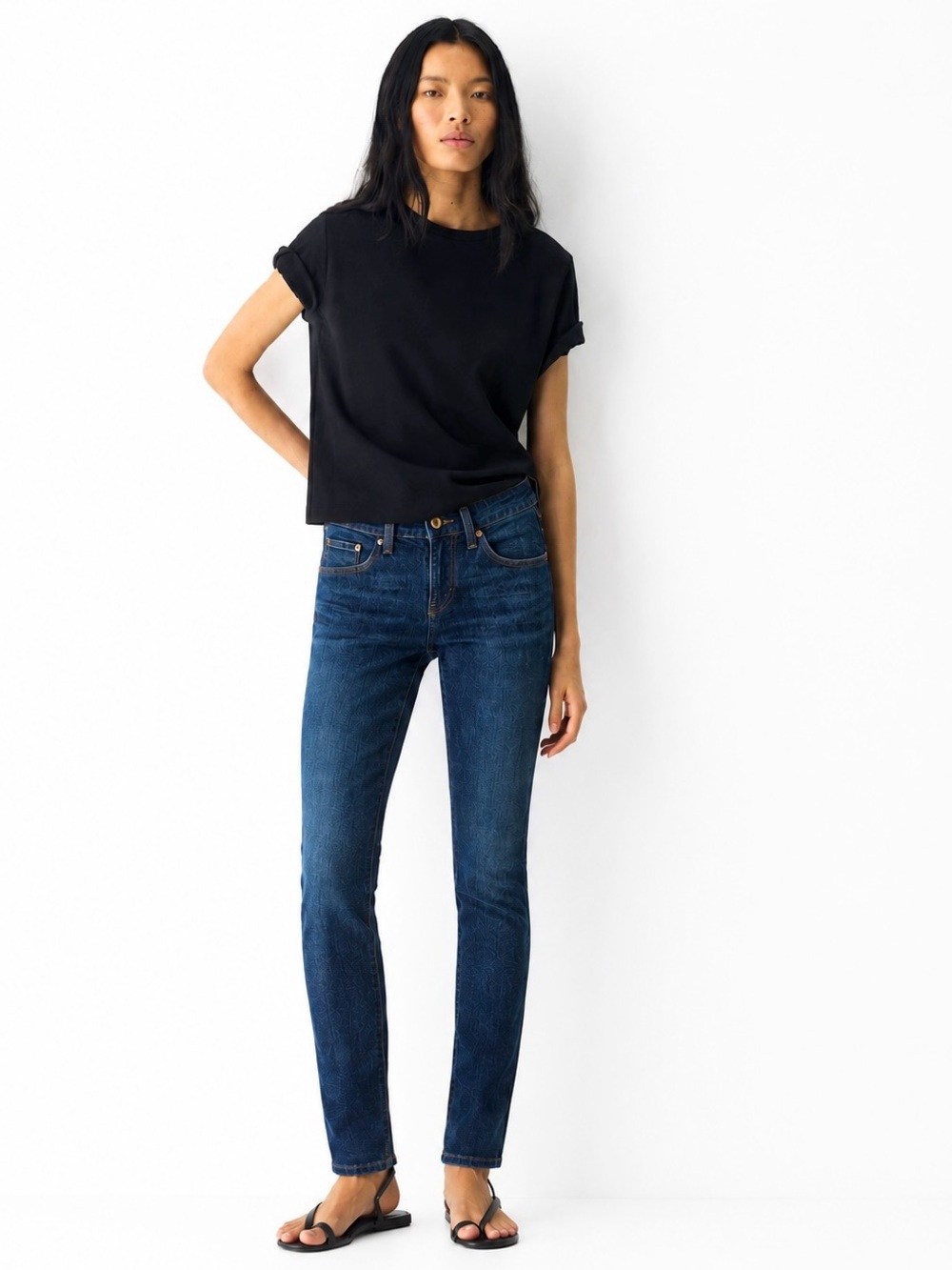 NWOT AG Prima Mid-Rise Stretch Denim Cigarette Leg Jeans in Dark Indigo Size 26